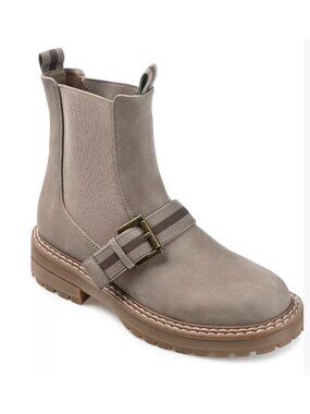 Journee Collection Women's SZ 7.5 Chelsea Ankle Boots With Buckle Detail